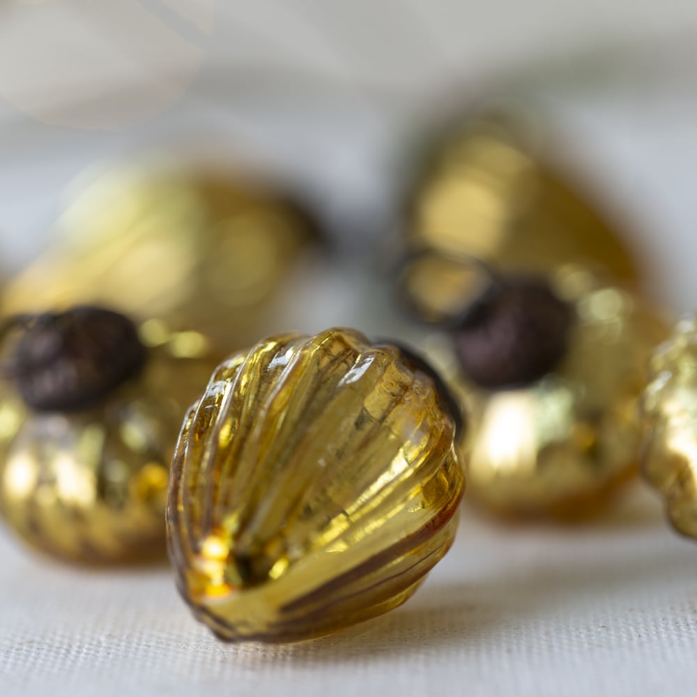 Mini Glass Ribbed Gold Baubles