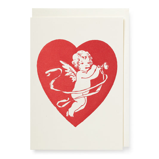 Cherub Heart Love Letterpress Printed Card Blank