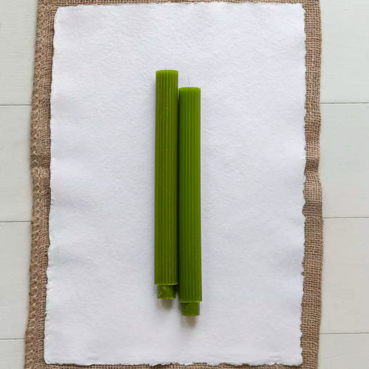 Fern Green Scalloped Dinner Candles