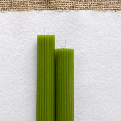 Fern Green Scalloped Dinner Candles
