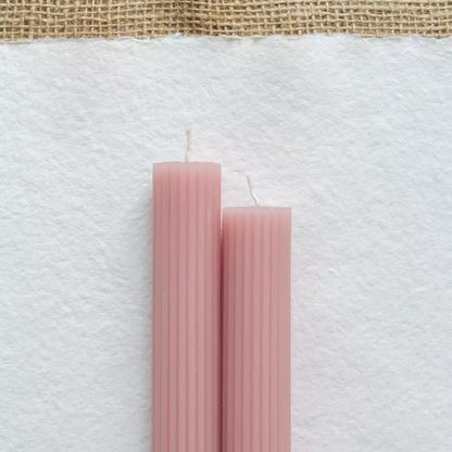 Dusky Pink Scalloped Dinner Candles