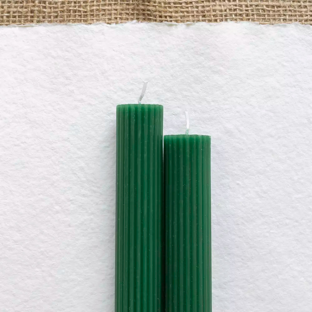 Emerald Green Scalloped Dinner Candles