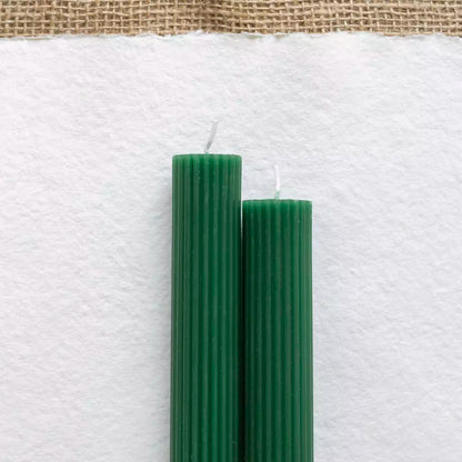 Emerald Green Scalloped Dinner Candles