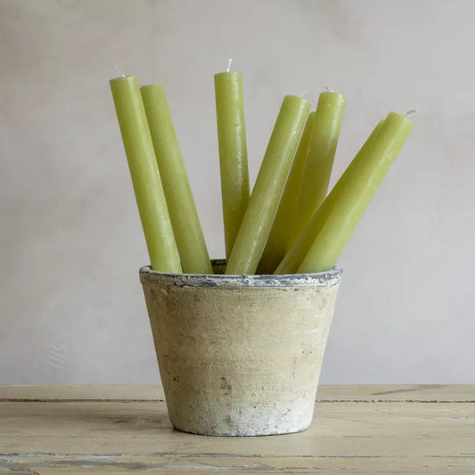 Avocado Green Rustic Dinner Candle