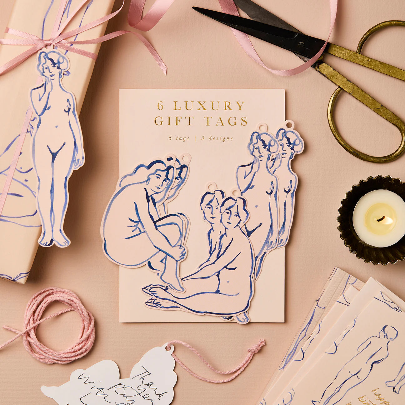 Blue Nude Gift Tags, Pack of 6