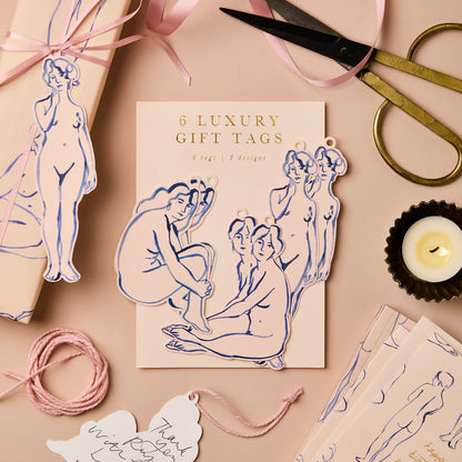 Blue Nude Gift Tags, Pack of 6