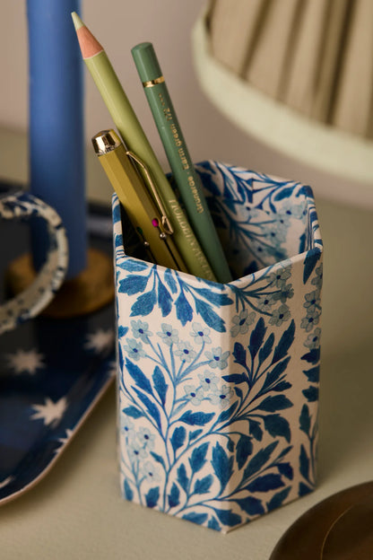 Blue Flora Pen Pot by Wanderlust Paper Co