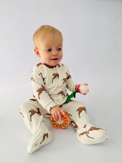 Deer Christmas Organic Cotton Baby Sleep Suit Onesie