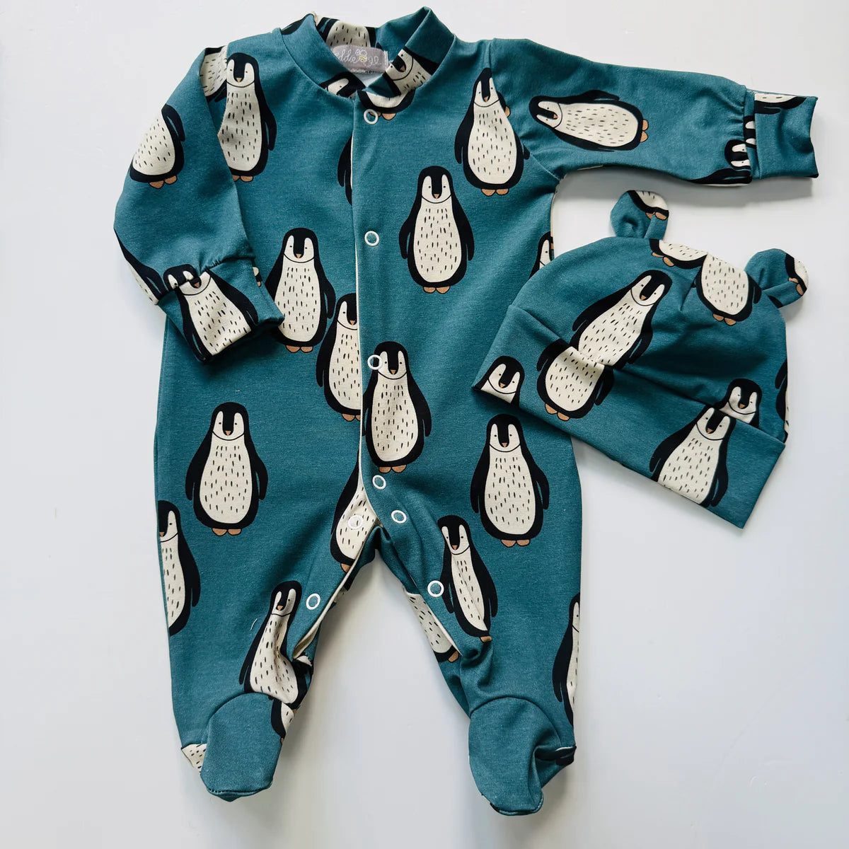 Penguin Christmas Organic Cotton Baby Sleep Suit Onesie