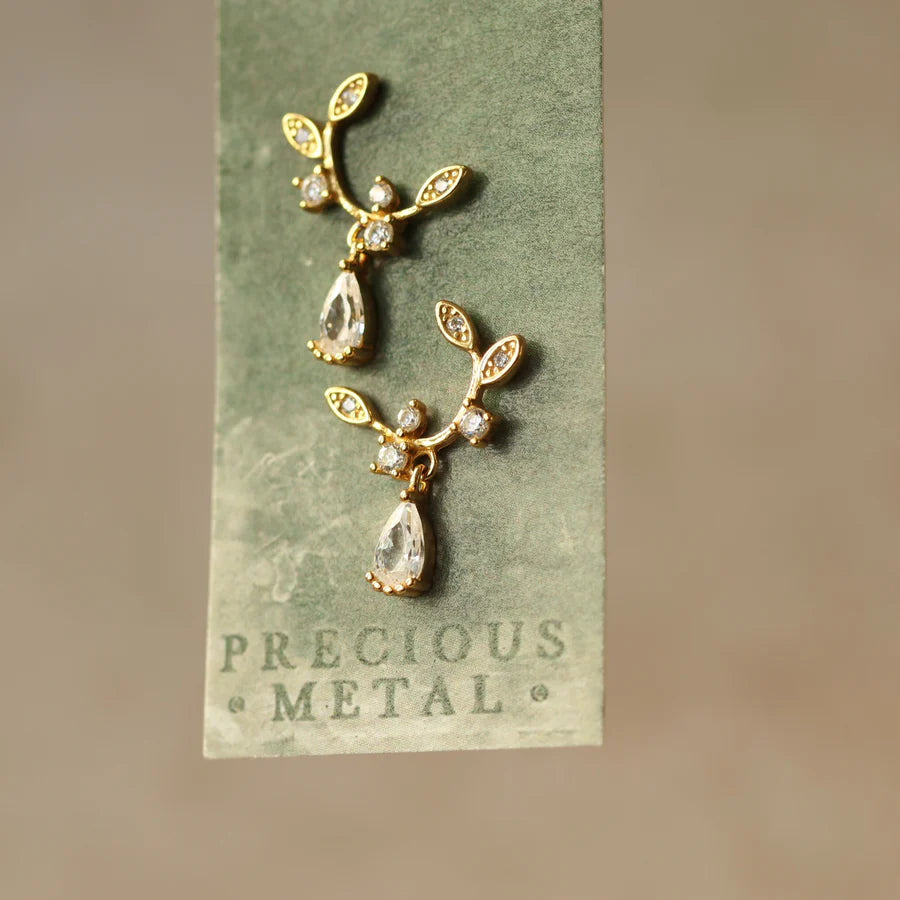 Botanical Moons Crystal Sterling Silver Stud Earrings