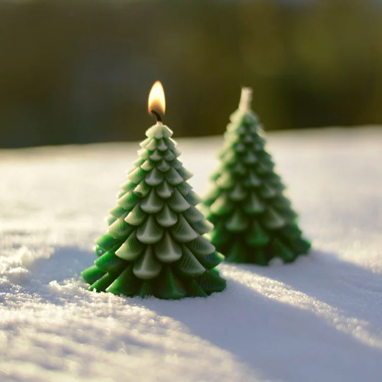 Beeswax Pine Tree Christmas Candles