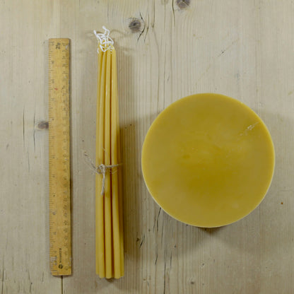 Beeswax Hand Dipped Skinny Taper Candles, Bundle of 10