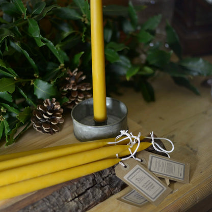 Beeswax Hand Dipped Candles Dinner Tapers 12" 12 Hour Burn Time