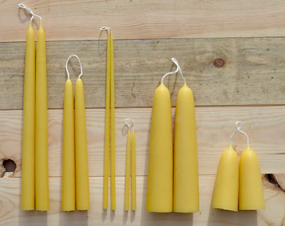 Beeswax Hand Dipped Birthday Cake & Celebration Church Taper Candles, Bundle of 10