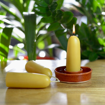 Beeswax Hand Dipped Small Stumpies Pair Candles