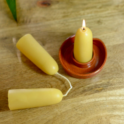 Beeswax Hand Dipped Small Stumpies Pair Candles