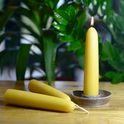 Beeswax Hand Dipped Birthday Cake & Celebration Church Taper Candles, Bundle of 10