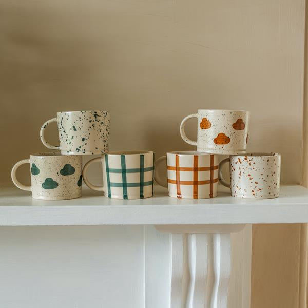Hand Painted Stoneware Mugs - Cloud (Forest)