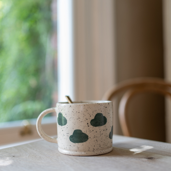 Hand Painted Stoneware Mugs - Cloud (Forest)