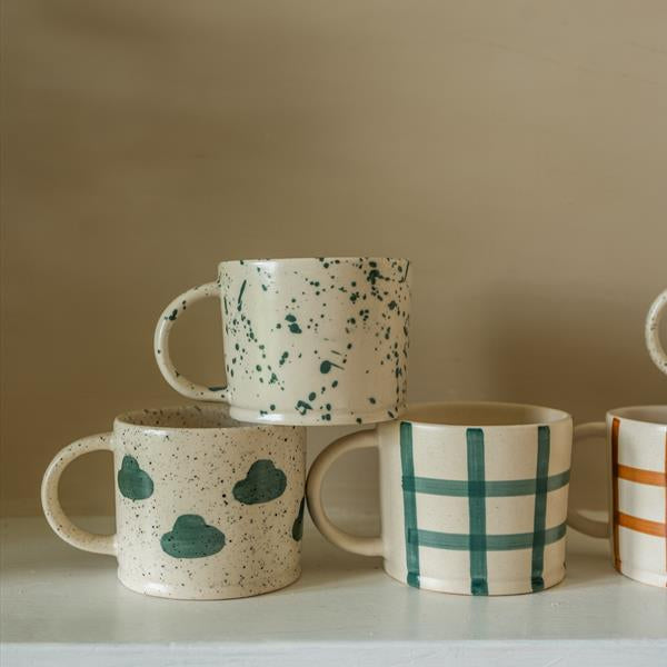 Hand Painted Stoneware Mugs - Cloud (Forest)