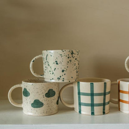 Hand Painted Stoneware Mugs - Cloud (Forest)