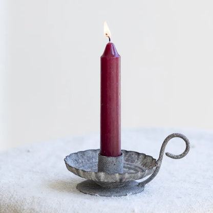 Scalloped Candle Holder Antique Grey