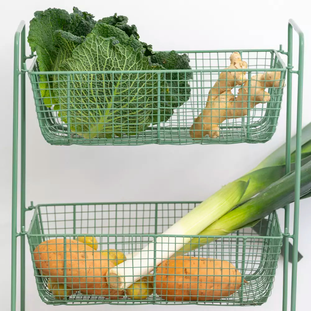 Wire 3 Tiered Shelf Stand Sage