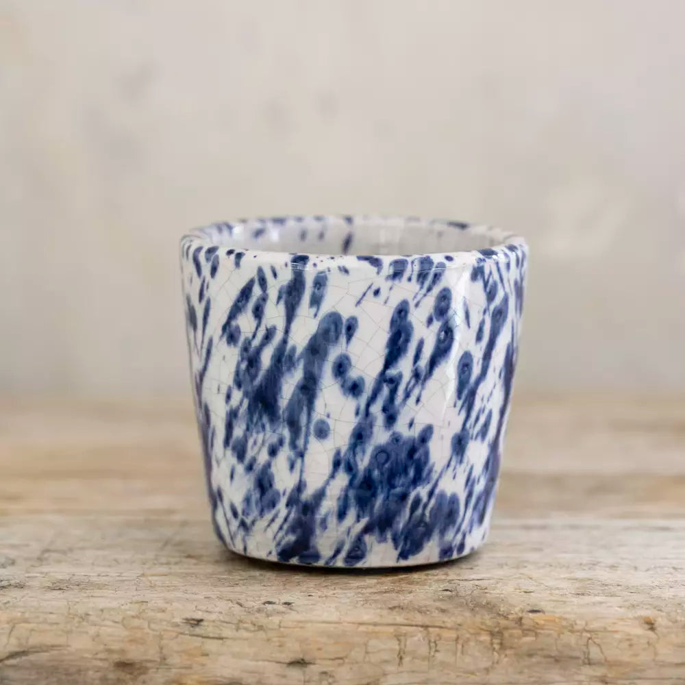 Mini Blue Splatter Old Style Dutch Ceramic Plant Pot