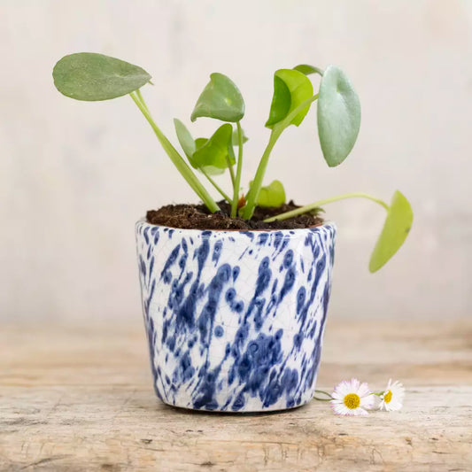 Mini Blue Splatter Old Style Dutch Ceramic Plant Pot