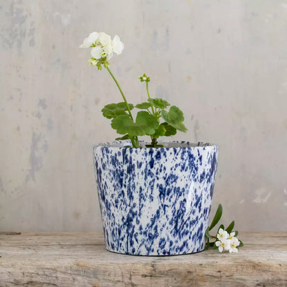 Large Blue Ceramic Splatter Old Style Dutch Plant Pot
