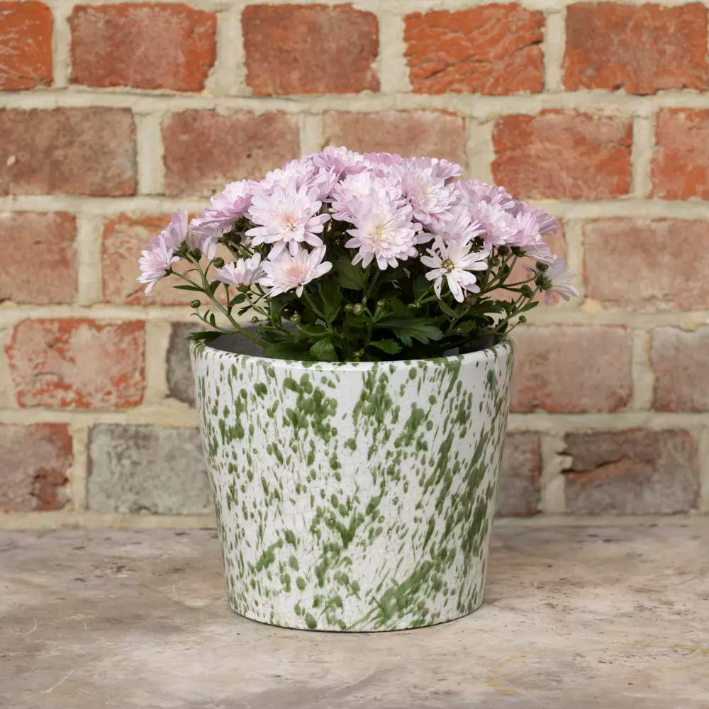 Medium Green Splatter Old Style Dutch Plant Pot
