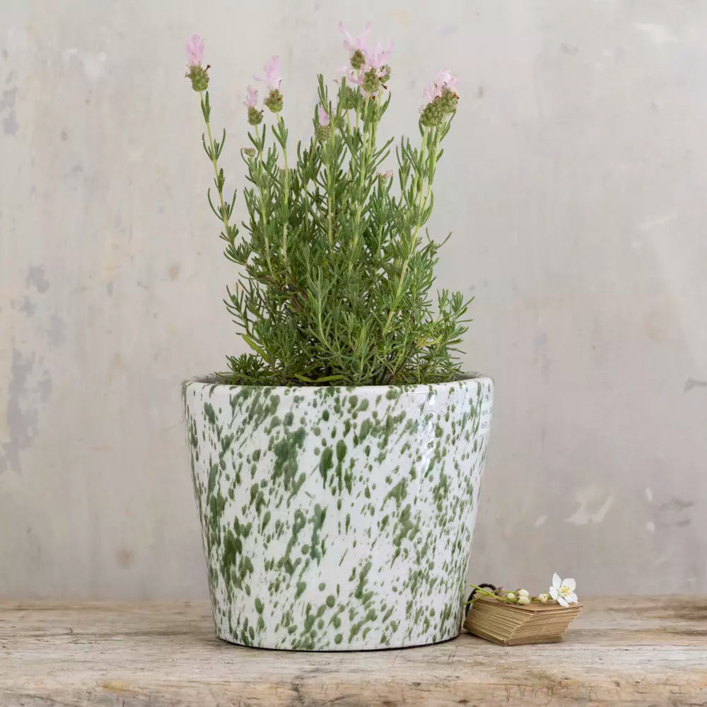 Medium Green Splatter Old Style Dutch Plant Pot