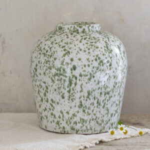 Green Ceramic Splatter Vase