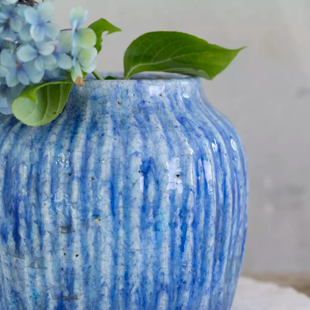 Ribbed Planter Cornflower Blue