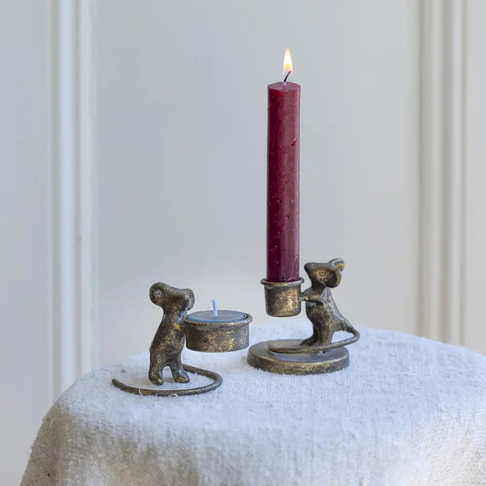 Millicent Mouse Candle Holder Antique Gold