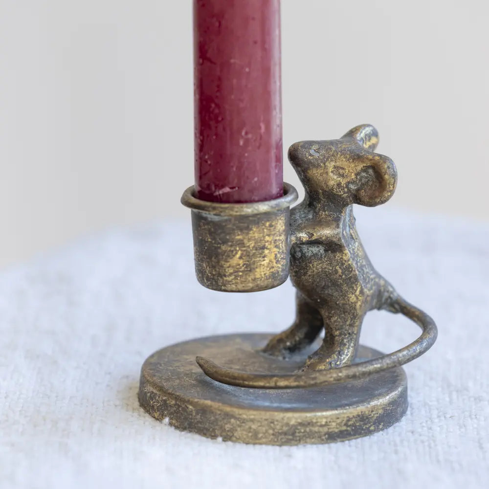Millicent Mouse Candle Holder Antique Gold