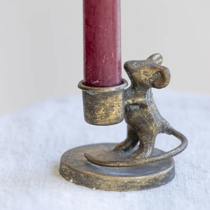 Millicent Mouse Candle Holder Antique Gold