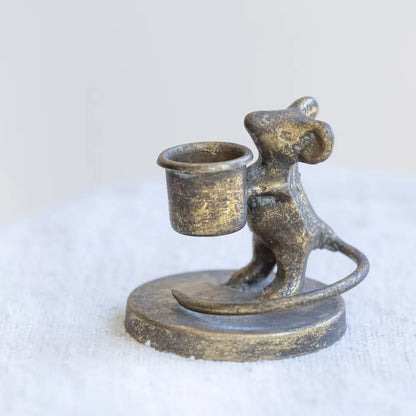 Millicent Mouse Candle Holder Antique Gold