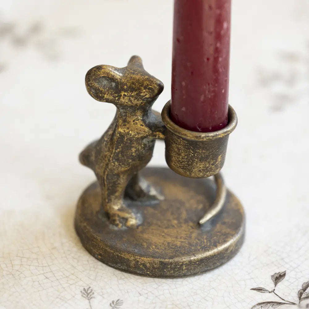 Millicent Mouse Candle Holder Antique Gold