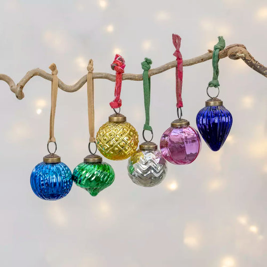 Vintage Glass Baubles with Sari Loops