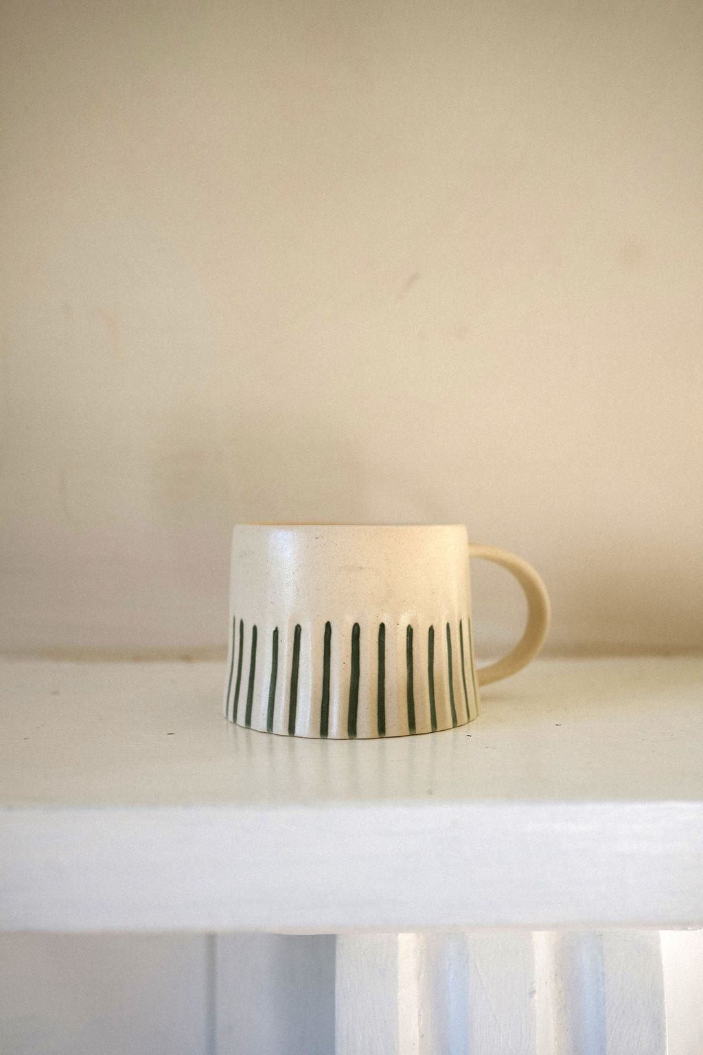 Handmade Ridged Painted Mug - Forest Green