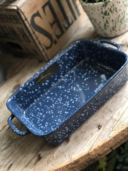 Blue Ceramic Splatterwear Serving Dish