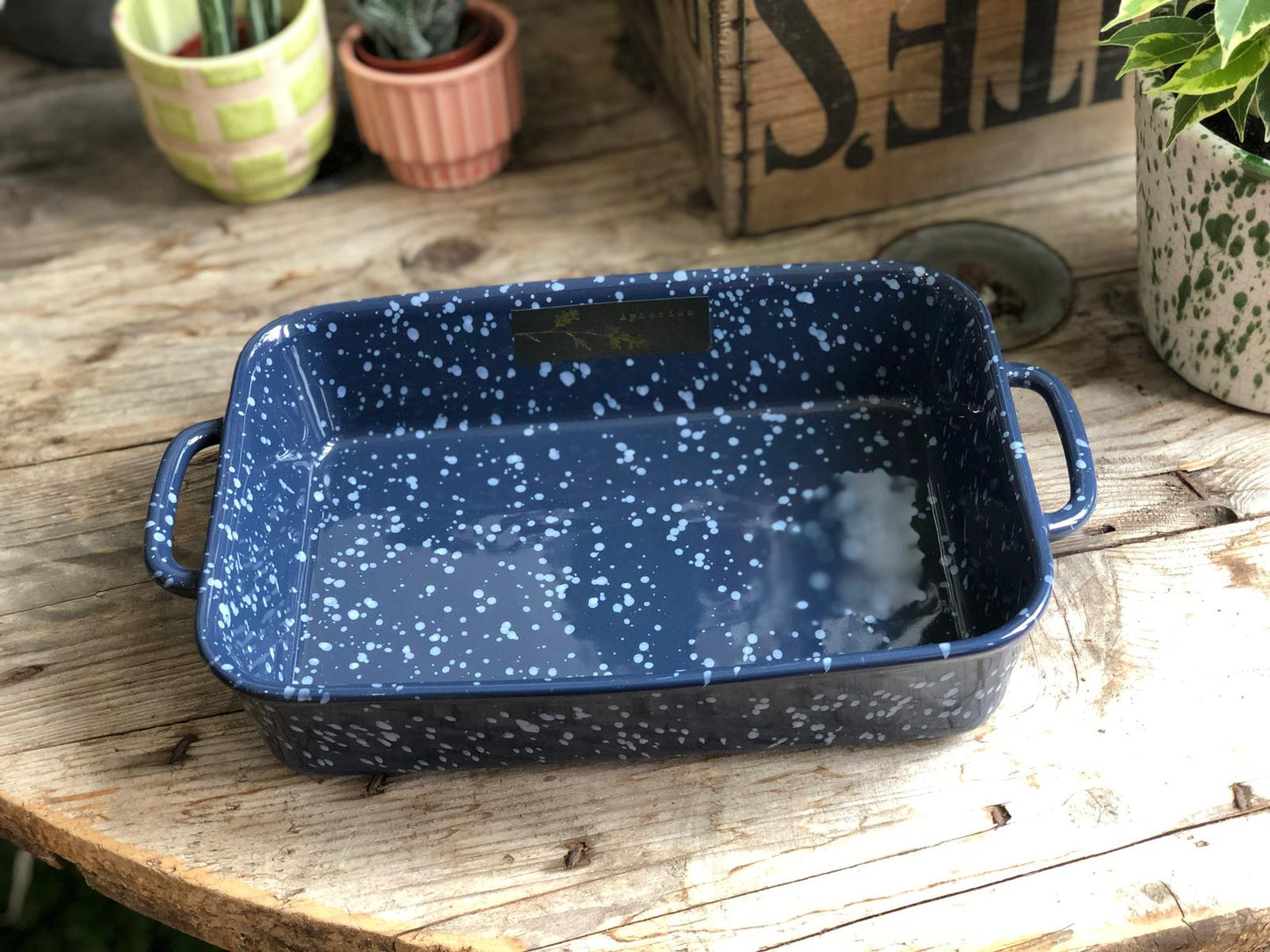 Blue Ceramic Splatterwear Serving Dish