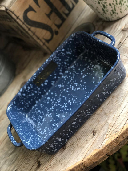 Blue Ceramic Splatterwear Serving Dish