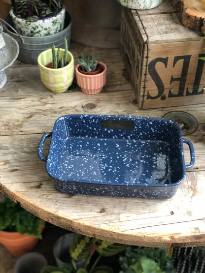 Blue Ceramic Splatterwear Serving Dish