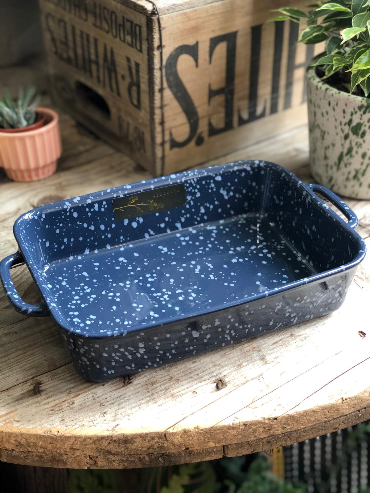 Blue Ceramic Splatterwear Serving Dish