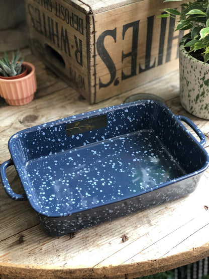Blue Ceramic Splatterwear Serving Dish