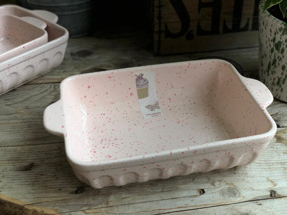 Pink Ceramic Splatterwear Serving Dish Medium