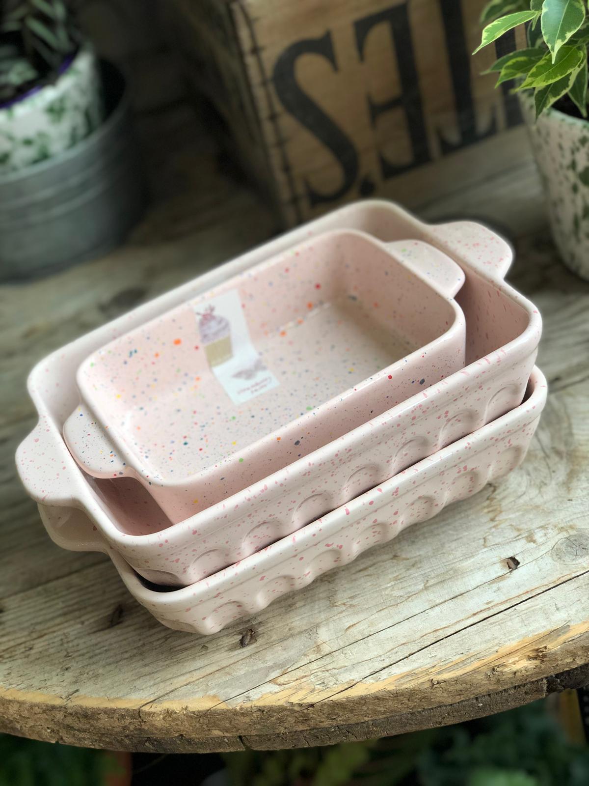 Pink Ceramic Splatterwear Serving Dish Small