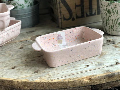 Pink Ceramic Splatterwear Serving Dish Small